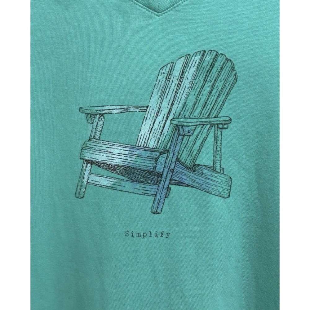 LIFE IS GOOD WMN LONG SLEEVE CRUSHER TEE 2X TEAL V NECK SIMPLIFY NORMCORE CASUAL - Picture 3 of 9